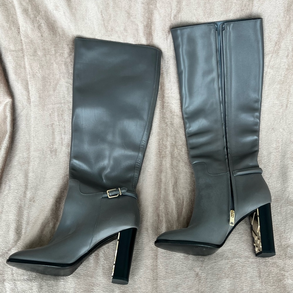 Burberry leather knee length boots